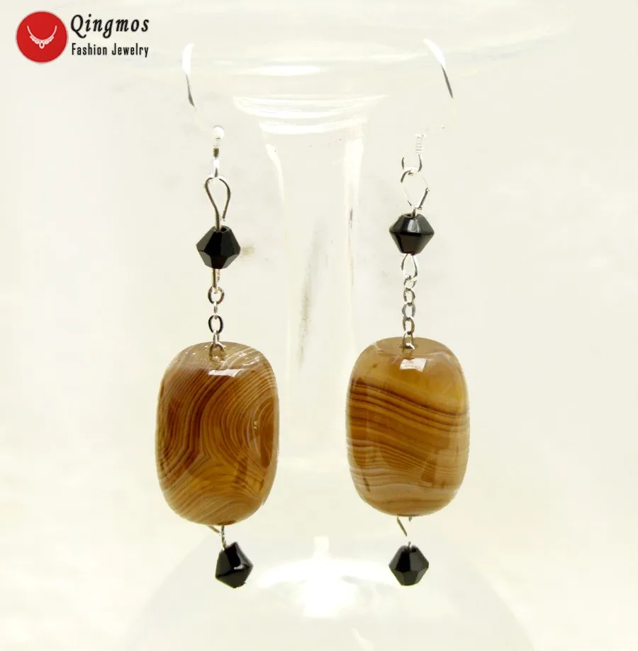 Qingmos Natural Agates Earrings for Women with 16mm Barrel Shape Brown Striped Bostwana Agates Dangle Hook Earrings Jewelry e713
Qingmos Natural Agates Earrings for Women with 16mm Barrel Shape Brown Striped Bostwana Agates Dangle Hook Earrings Jewelry e713