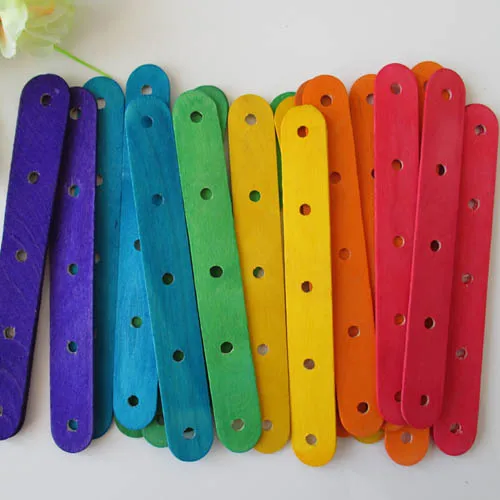 

5 Holes Perforated Wooden Ice Cream Stick 50Pcs Assembled Model DIY Handmade Multicolor Materials Ice Cream Kitchen Tools