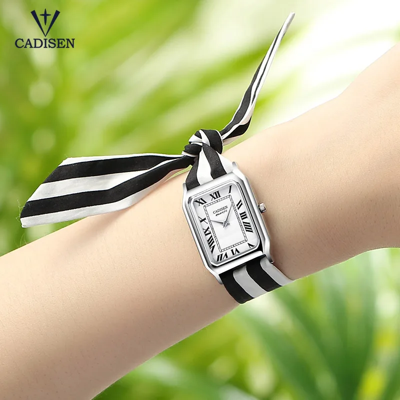 

Cadisen Women's Zebra-stripe Cloth Strap Quartz Watches Retro Analogue Roman Numerals Rectangle Wristwatch for Woman 2026