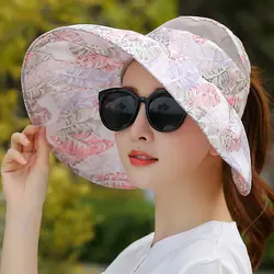Женский Шляпа Летом Дышащий Складной Шляпа Солнца Анти-ультрафиолетового Пустой Cap Шляпы На Лето