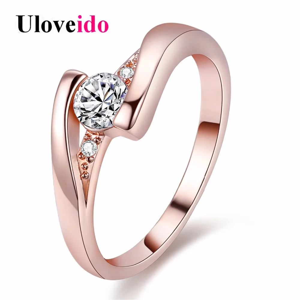 Uloveido женские кольца с серебряным покрытием обручальное кольцо бижутерия стразы