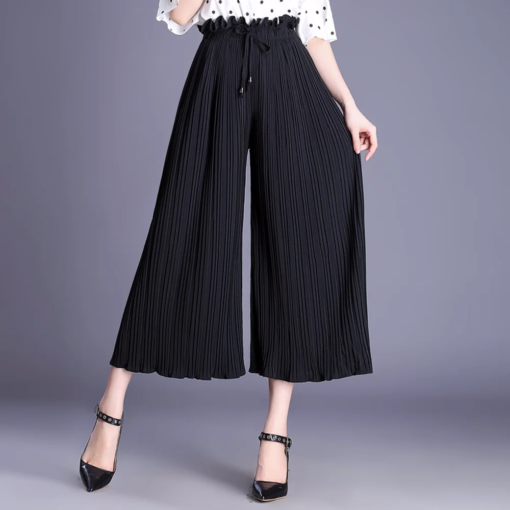 3XL 4XL Plus Size Pleated Casual Pants Woman Loose Ankle Ladies Summer ...