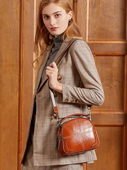 

New leather ladies'Bag Fashion Handbag trend in 2019 Baitao broadband slanting bag ladies' one-shoulder retro bag