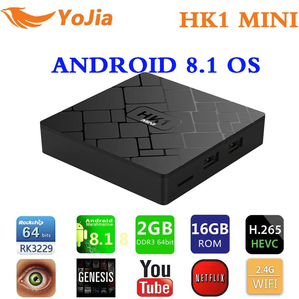 

( Fast Ship From EU No TAX ) 10pcs/Lot HK1 MINI Smart TV BOX Android 9.0 RK3229 Quad core 2GB 16G 2.4G Wifi HK1MINI Sep Top Box