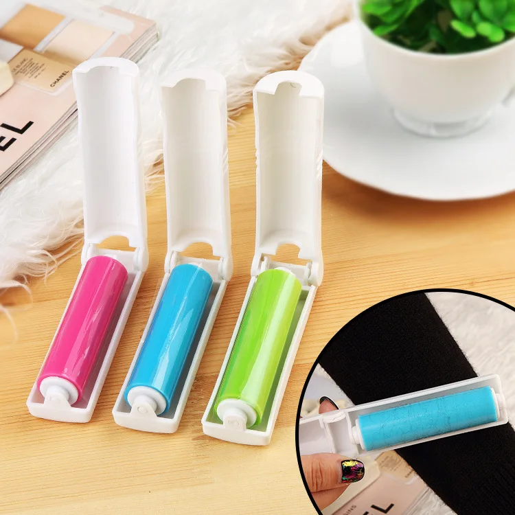 

1pc Washable Lint Sticky Roller With Cover Travel Portable Hair Remover for Wool Sheets Clothes Fluff Catcher Dust Drum Foldaway