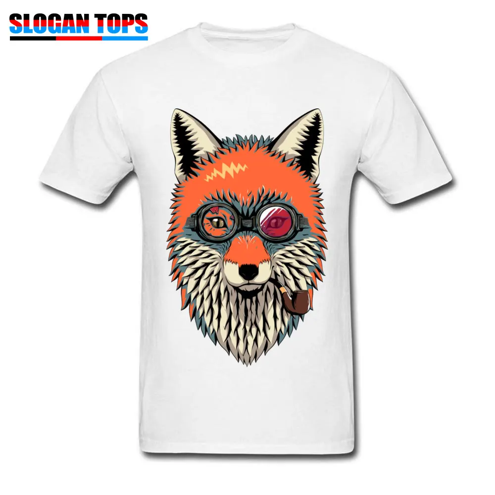 Graphic Mens Tops T Shirt Fox traveler Design Top T-shirts 100% Cotton Short Sleeve Funny Tee-Shirt O Neck Drop Shipping Fox traveler white