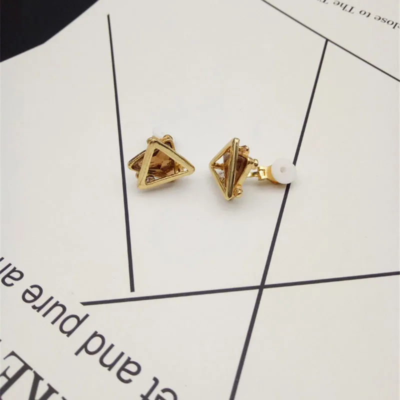 Movie star style charm gold plated clip on earrings no pierced  (7)