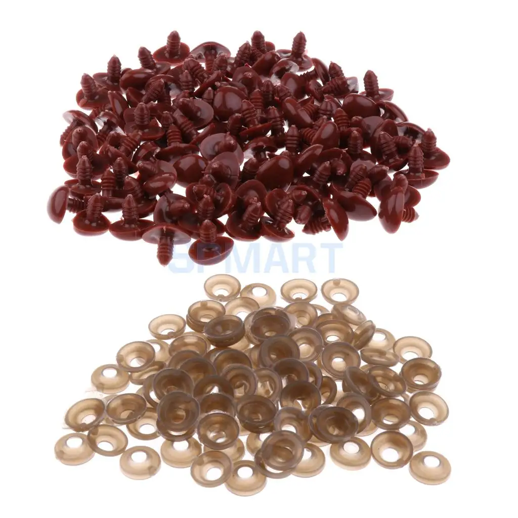 100 Pieces 10x11mm Triangle Safety Nose with BACKS for Teddy Bear Doll DIY Making Crafts - 4 Colors