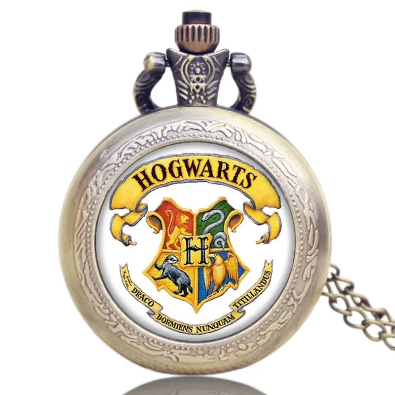 

Creative Vintage Pocket Watch Popular Movie Extension Hogwarts School Symbol Design Fob Clock Relogio Feminino