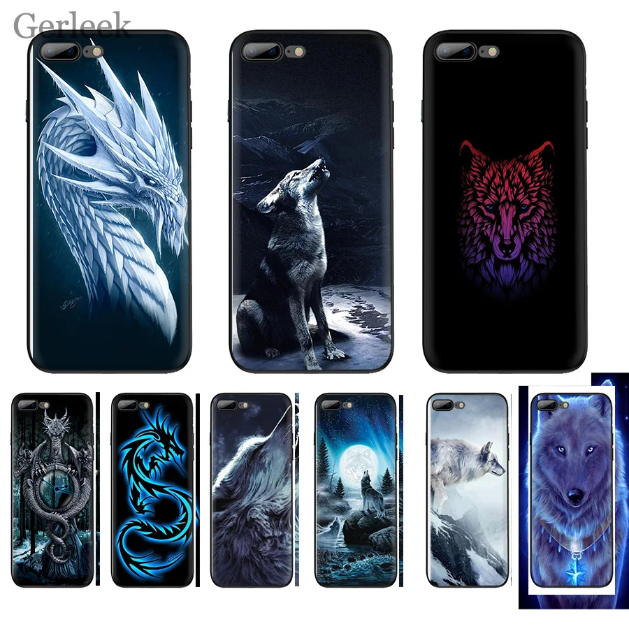 Caso de telefone lobo dragão para iphone 6 s 5 5S se xr x xs max 8 7 6