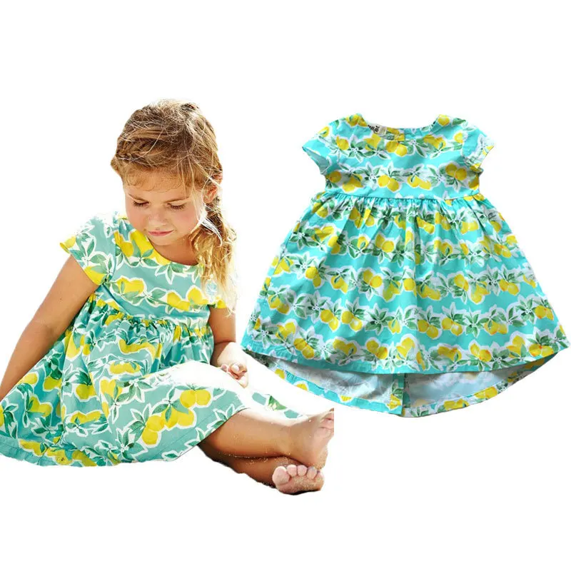 Г., летние популярные Стильные платья с принтом лимона милое детское платье с короткими рукавами и фруктами для девочек