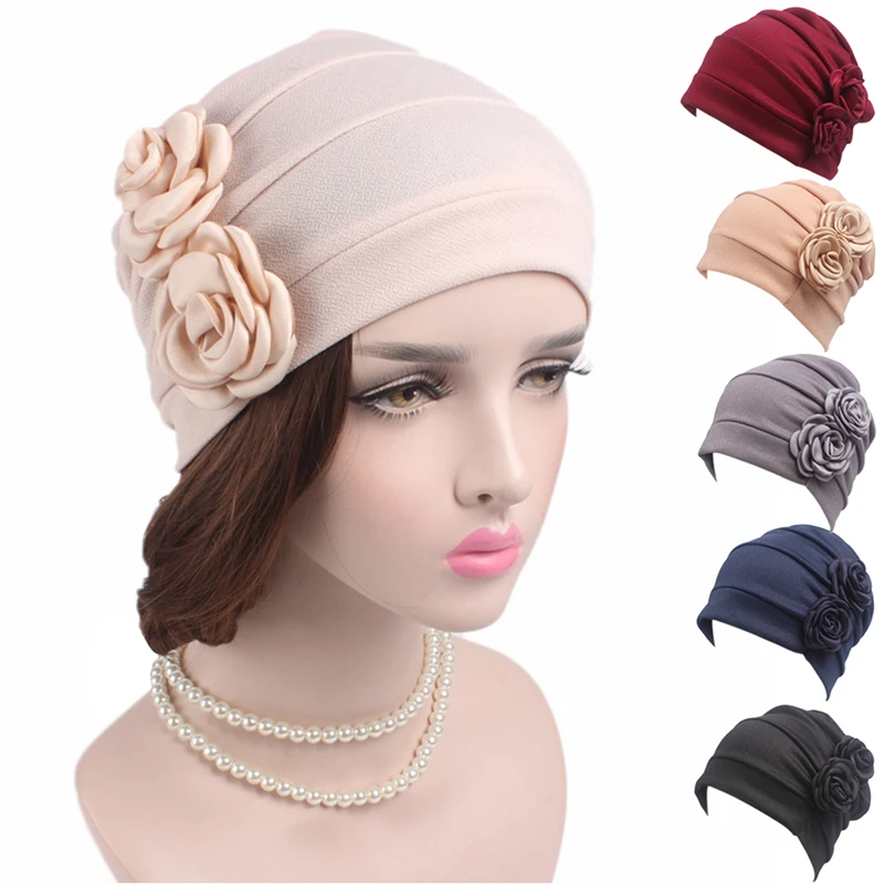 Женский Большой Цветок Модель платок шапочка для химиотерапии западный ...