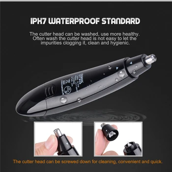 

Riwa Waterproof Portable Powerful Nose Ear Hair Trimmer Low Noise Safe Clipper Cutting for Men and Women Hair Face Care Device