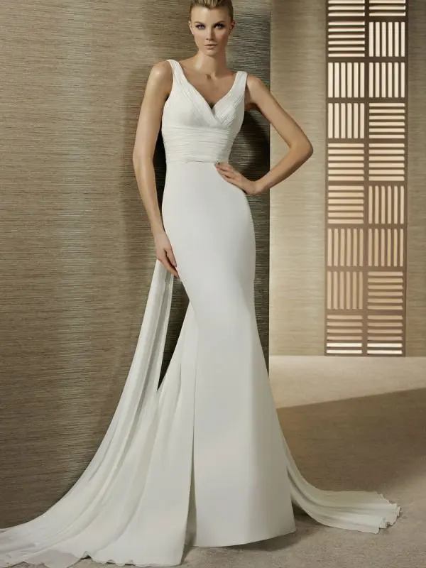 Simple V Neck Ruched Waist Slim A Line Chiffon Wedding Gowns In Simple V Neck Ruched Waist Slim A Line Chiffon Wedding Gowns In Dresses From Weddings Events On Aliexpress Alibaba Group