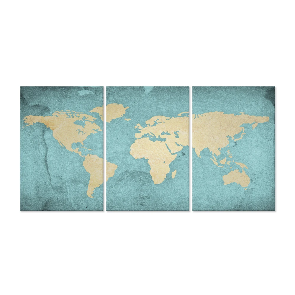 

General World Map Vintage Green Background Wall Art Painting Pictures Print On Canvas Art The Picture For Home Modern Decoration
