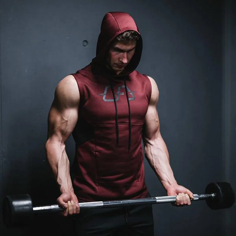 

Gyms Aesthetics Brand Stretchy Sleeveless Men Tank Top Shirt Casual Fashion Hooded Tank Top Men bodybuilding Fitness Clothing