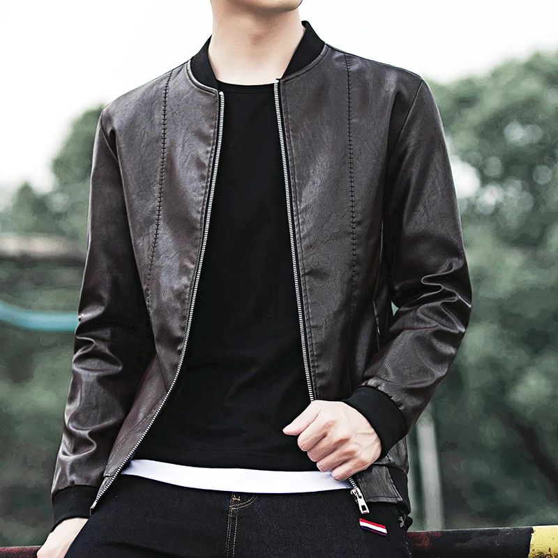 

2018 Autumn Winter Men's Leather Coat Korean Slim Fit Leather Jackets Fashion Casual Outwear for Man Jacket Motorcycle Coats