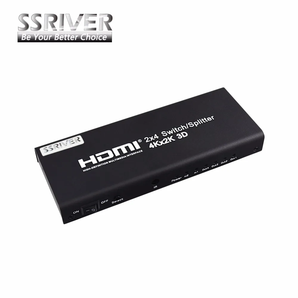 

SSRIVER HDMI 2X4 Switch Splitter 2 input 4 Output Support 4Kx2K 3D HDMI Switcher Converter for EZcast DVD Xbox PS3 PS4 HDTV
