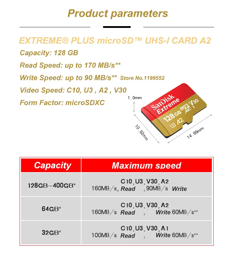 Оригинальная карта памяти SanDisk TF Micro SD U3 для чтения смартфона планшета поддерживает запись видео 4K 32 Гб 64 Гб 128 ГБ 256 ГБ