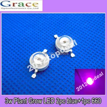 

50pcs 3W High Power Mixed Color Plant Grow LED Red 660nm Blue 455nm 7-8v
