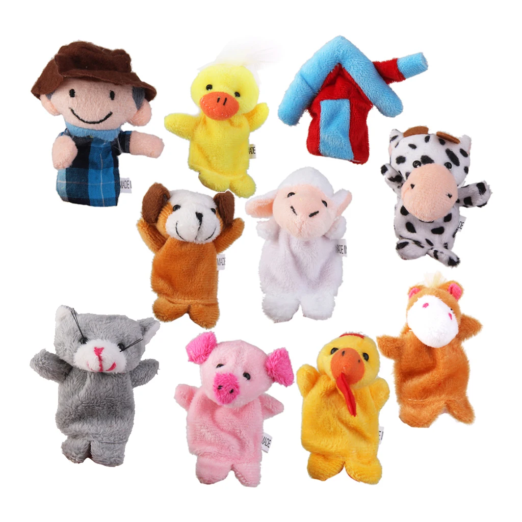 10pcs Old MacDonald Farm Animals Finger Puppets Kids Story Telling Party Favor