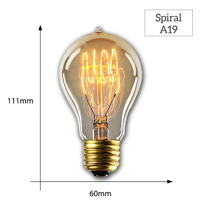 Диммируемый Ретро светильник Эдисона E27 40 Вт 110 В 220 В ампула Ретро лампа накаливания винтажный декоративный светильник - Цвет: A19 Spiral