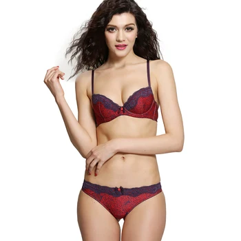 

dresses brazil Women's Push Up Bra Set Sexy Padded Everyday Bralette Wine with Lace Floral Intimates