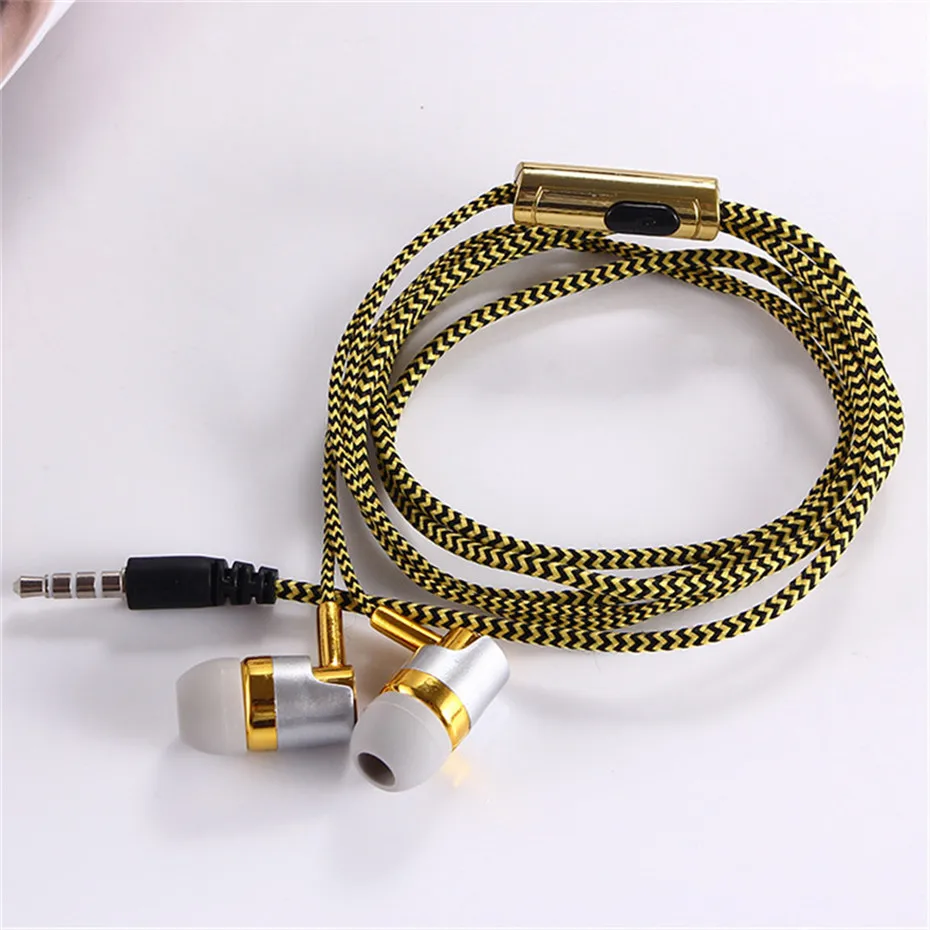 Mambaman K384 Earphone For phone MP3 mp4 Noise Isolating Stereo Sport In Ear Earbud Reflective Fiber Cloth Line Earphone Headset (4)