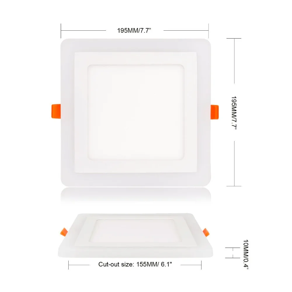 6W 9W 18W  RGBW Dual Color LED Ceiling Recessed Square Panel Downlight Spot Light Lamp For Home Office Club 100lumen/w 2x2 led drop ceiling lights