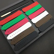 Красный, черный, белый, коричневый, зеленый ремешок для часов Hublot ремешок Женский резиновый силиконовый ремешок для часов 15*21 мм логотип на Бабочка инструменты