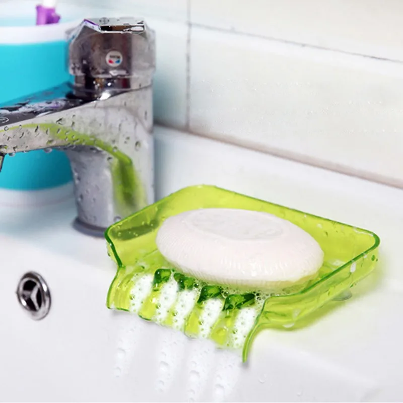 

Creative Waterfall Sucker Soap Box Silicone Soap Leak Water Box Cleaning Tool Storage Bottom Sucker in Bathroom Soap Storage Box