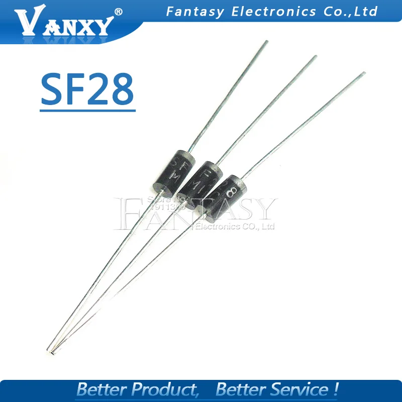 

100PCS SF28 Super Fast Rectifier Diode 2A 600V DO-15