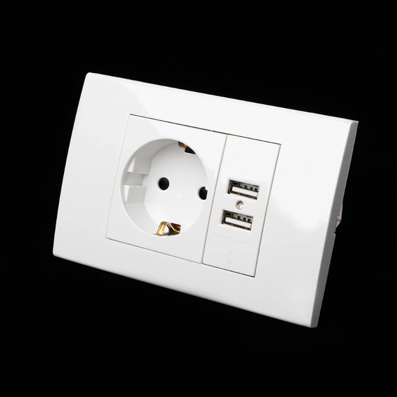 

Wall Power Socket Plug 16A EU Standard Electrical Outlet 1000mA Dual USB Charger Port W-store D21_C