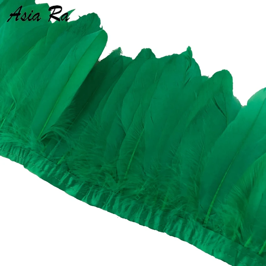 Глубокий зеленый крашеный натуральный и настоящий крафт гусиное перо отделка 6-8 дюймов diy гусиное перо отделка бахромой костюмы шитье из кружева ремни