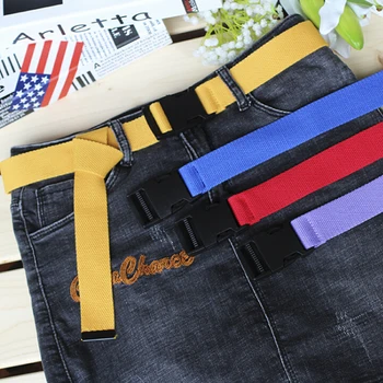 

Fashion Women Men Long Ladies Plain Designer Buckle Canvas Waist Belt Metal Belts For Women Dress Jeans Ceinture Femme 120cm