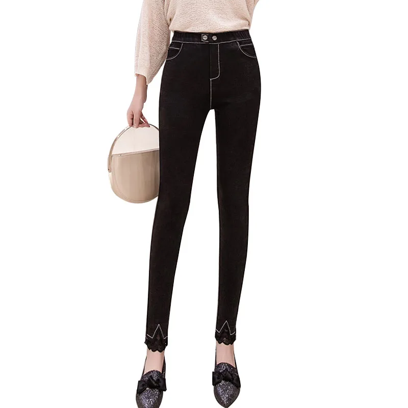MOBTRS Black Mid Waist Skinny Trousers Women Autumn Office