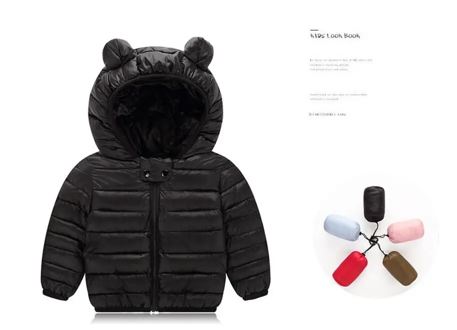 COOTELILI Children's Winter Jacket For Girls Boys Winter Coat Kawaii Bear Ear Infant Overcoat Warm Parkas Baby Girl Clothes  (2)