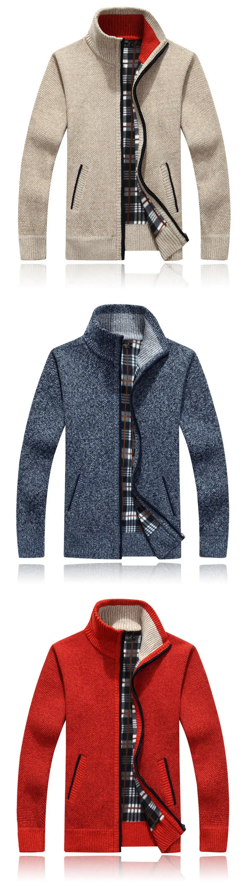 2019 Thick Cashmere Combine Brand Sweater Men Cardigans Slim Fit Full Zipper Knitwear Warm Korean Style Fashion Clothing Male 03