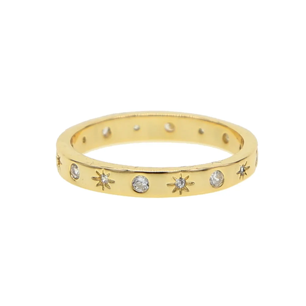 Женское золотое кольцо с гравировкой звездных звезд, простые классические кольца на палец