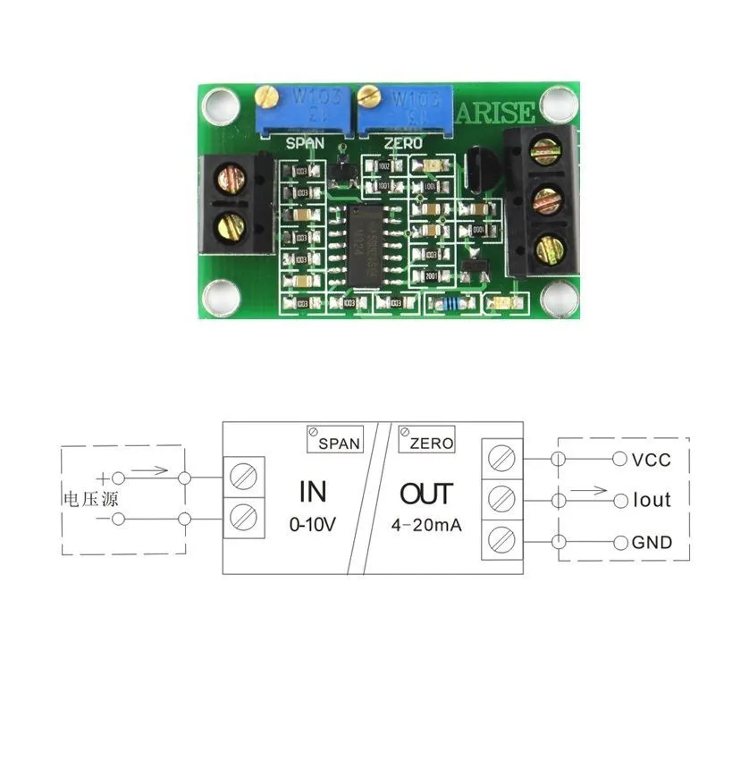 Напряжение для ток передатчик сигнала 0-3,3/5/10/15 V to 4-20mA линейное преобразование