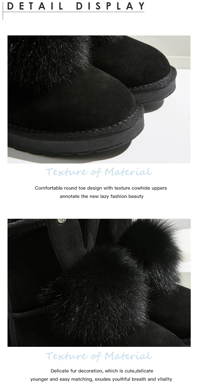 GEMEIQ/теплые пушистые короткие меховые зимние женские сапоги из натуральной кожи; Новинка года; повседневная женская обувь в Корейском стиле