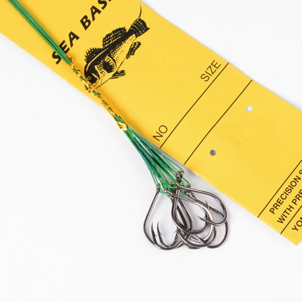 

10 Pcs/Bag Fishing Hook With Fishing Line Fishing Lure Tackle Pack 23cm Steel Hook with Steel Wire Leader Swivel For Sea Fishing
