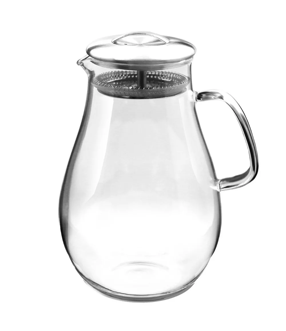 Стеклянный кувшин с крышкой из нержавеющей стали, 64 унций воды Carafe с ручкой