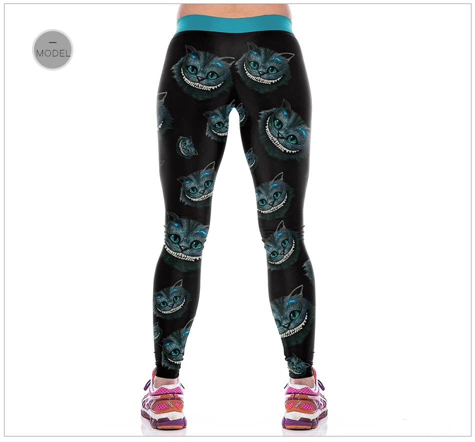 [You're My Secret] Halloween Women Leggings High Waist Silm Fitness Leggins Alice In Wonderland Smile Cat Digital Print Pants seamless leggings