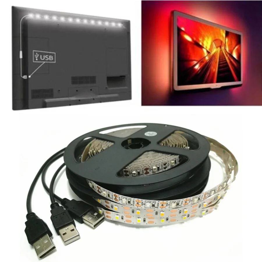 Светодиодная лента 5 в пост. Тока USB светильник 5050 3528/2835 SMD не водонепроницаемый RGB