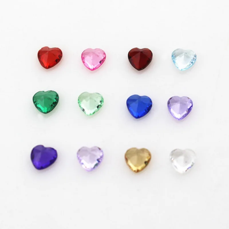 

New Arrival 120pcs Mix 12 Color Birthstone Crystal Heart Floating Charms Living Resin Memory Lockets Pendants DIY Jewelry