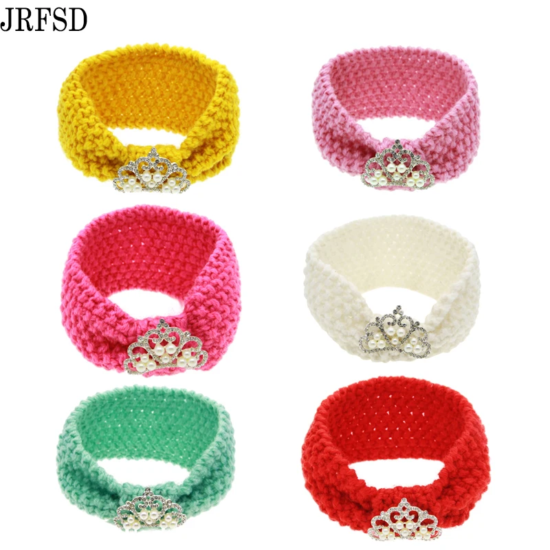 

JRFSD Cute Headband Knit Knot Crown Headband Flower Hair Bands Elastic Hairband kids Hair Accessories