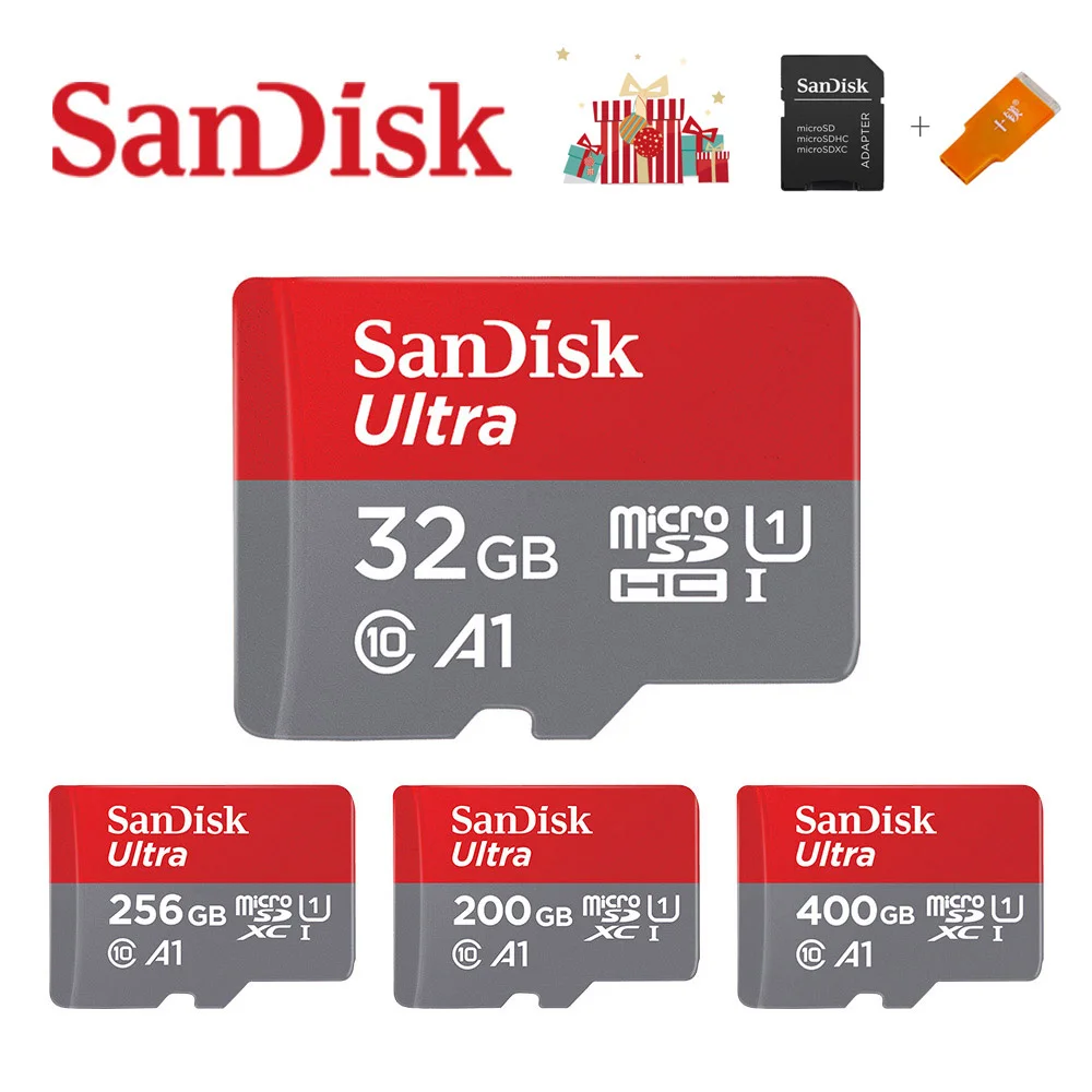 Карта памяти SanDisk A1, 400 ГБ, 256 ГБ, 200 ГБ, 128 ГБ, 64 ГБ, 98 МБ/с./с, 32 ГБ, Micro sd карта, Class10, флеш-карта, карта памяти Microsd TF, sd, карта s-4