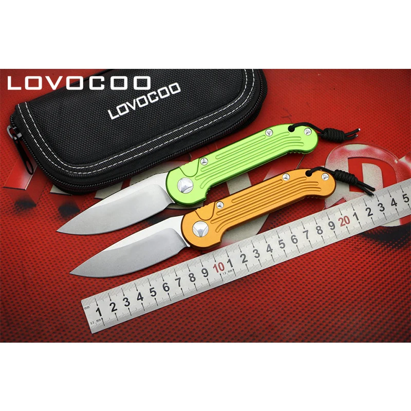 

LOVOCOO L.U.D.T D2 blade Aluminum handle Flipper folding knife Outdoor camping hunting pocket fruit knives EDC tools Survival