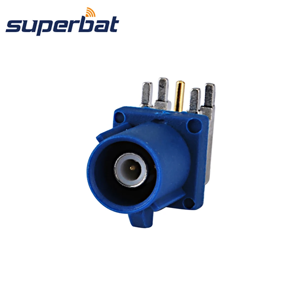 Superbat Fakra C Blue/5005 Plug Male PCB Mount Right Angle for Car GPS Telematics or Navigation Antennas Connector Pionner JVC